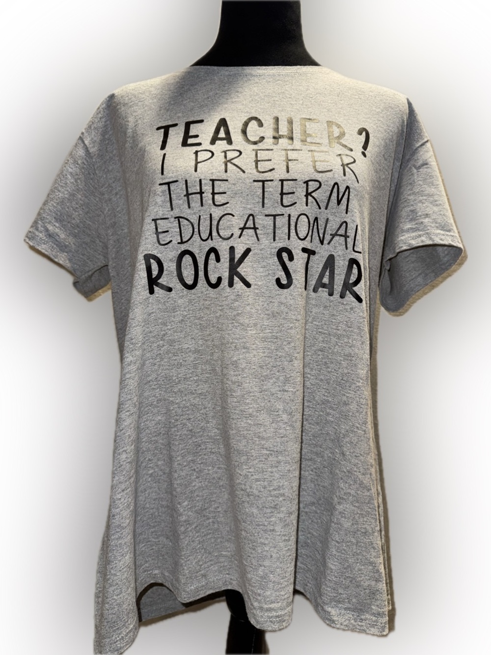 Teacher Rock Star Graphic Tee Gildan Sport Grey XL